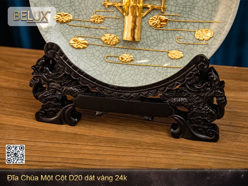Đĩa chùa một cột D20 dát vàng 24k&nbsp;